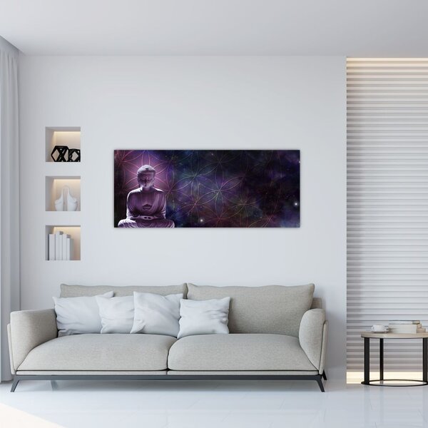 Tablou - Buddha cu florile vieții (120x50 cm)
