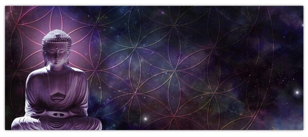 Tablou - Buddha cu florile vieții (120x50 cm)