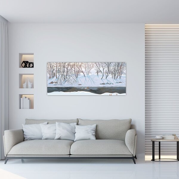 Tablou - Vulpe în peisaj de iarnă (120x50 cm)