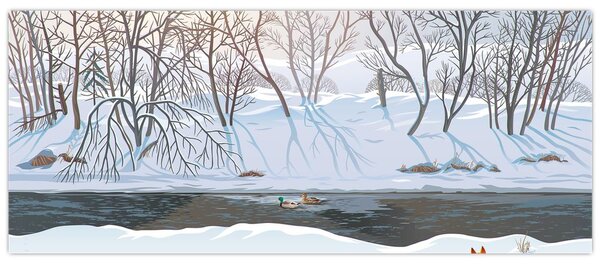 Tablou - Vulpe în peisaj de iarnă (120x50 cm)