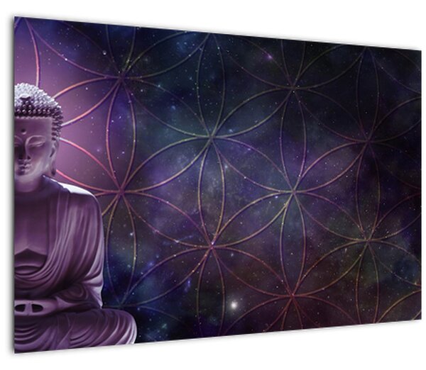 Tablou - Buddha cu florile vieții (90x60 cm)