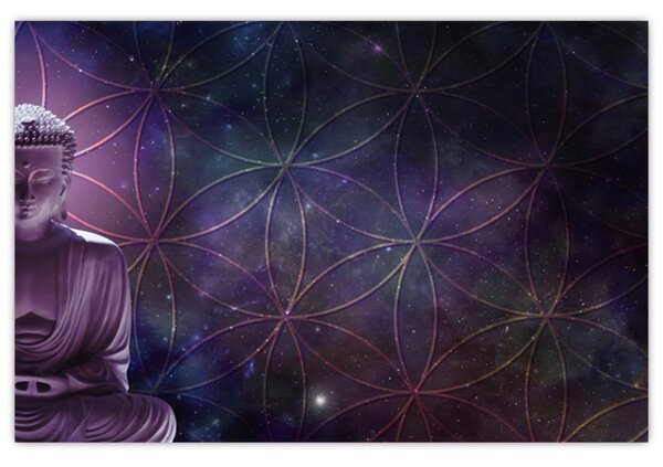 Tablou - Buddha cu florile vieții (90x60 cm)