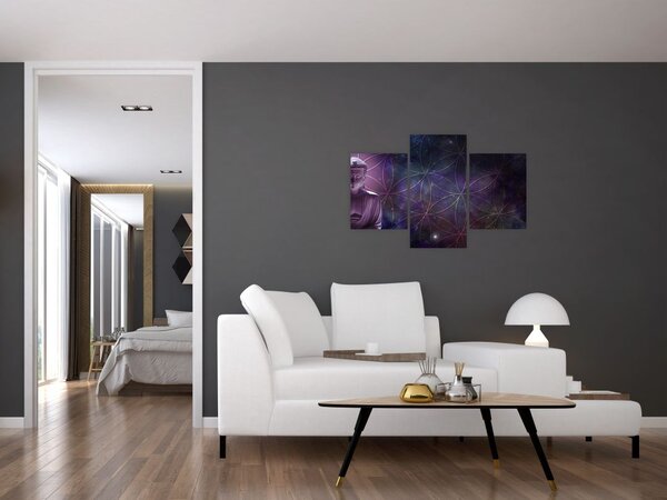 Tablou - Buddha cu florile vieții (90x60 cm)
