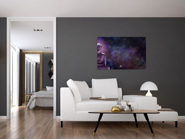 Tablou - Buddha cu florile vieții (90x60 cm)