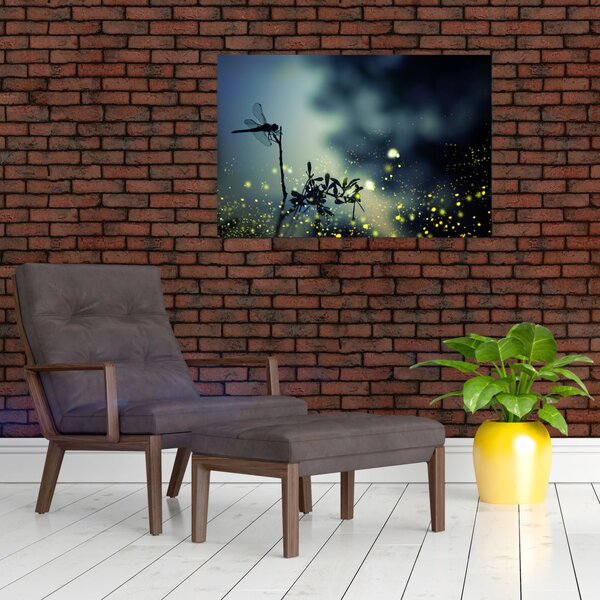 Tablou - Libelula în noaptea strălucitoare (90x60 cm)