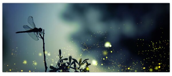 Tablou - Libelula în noaptea strălucitoare (120x50 cm)
