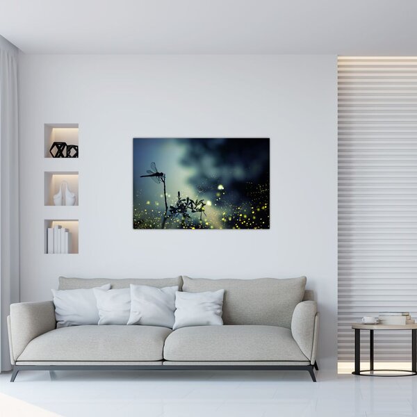 Tablou - Libelula în noaptea strălucitoare (90x60 cm)