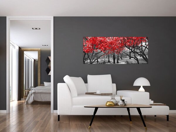 Tablou - Copaci roșii, Central Park, New York (120x50 cm)