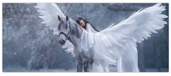 Tablou - Fata și unicorn (120x50 cm)