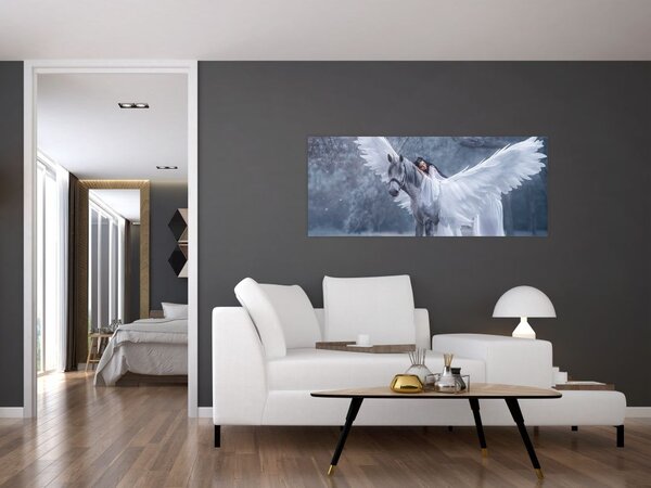 Tablou - Fata și unicorn (120x50 cm)
