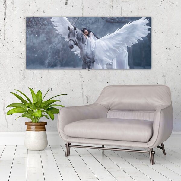 Tablou - Fata și unicorn (120x50 cm)