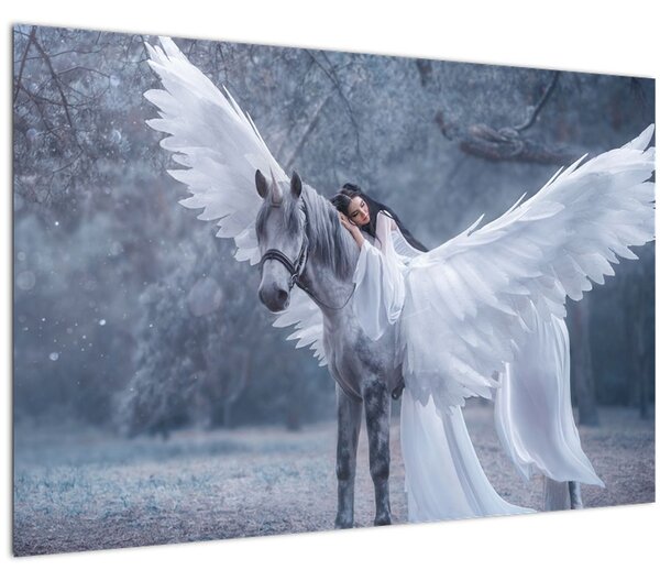 Tablou - Fata și unicorn (90x60 cm)