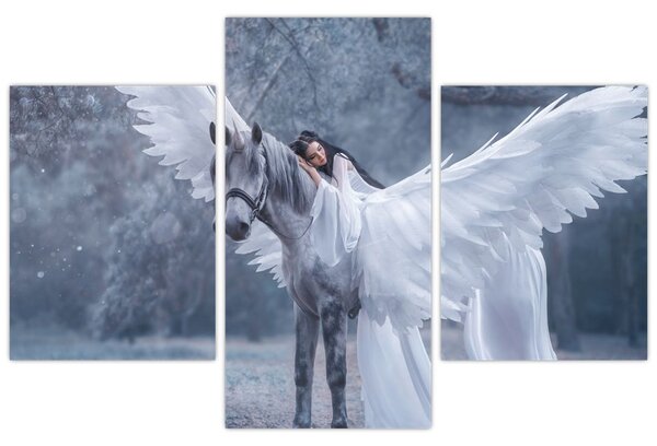 Tablou - Fata și unicorn (90x60 cm)
