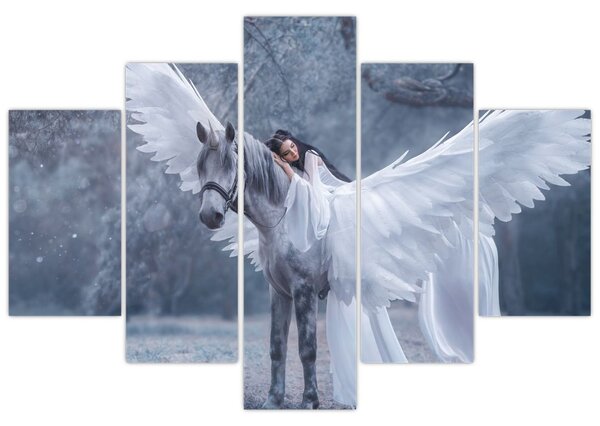 Tablou - Fata și unicorn (150x105 cm)