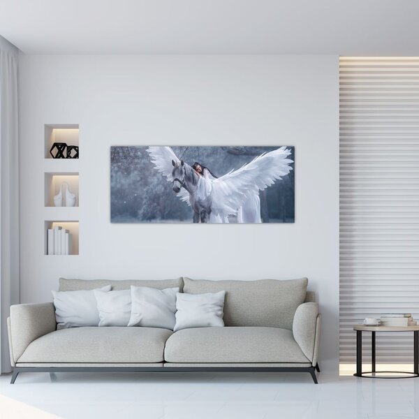 Tablou - Fata și unicorn (120x50 cm)