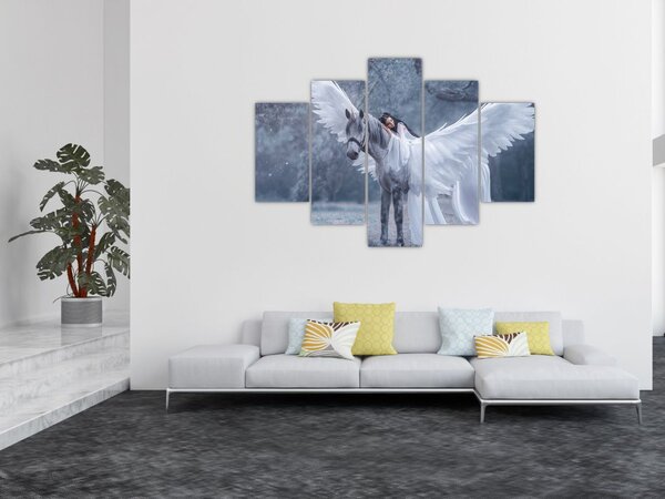 Tablou - Fata și unicorn (150x105 cm)