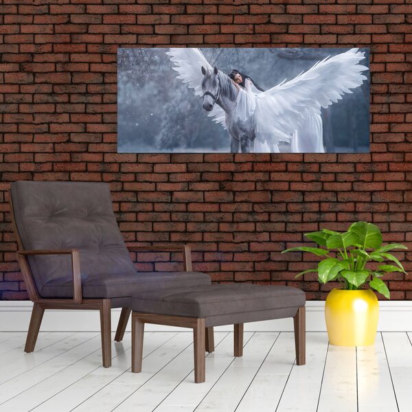Tablou - Fata și unicorn (120x50 cm)