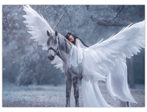 Tablou - Fata și unicorn (70x50 cm)