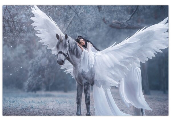 Tablou - Fata și unicorn (90x60 cm)