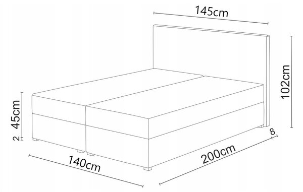 Pat matrimonial Boxspring 140x200 cm Waller (Bej) (cu somieră și saltea). 1007717