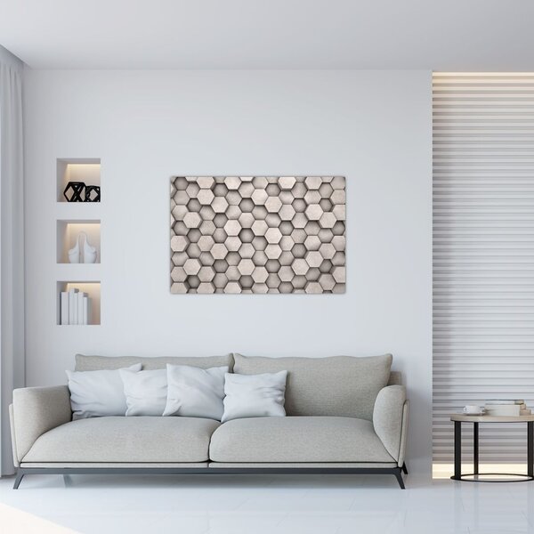 Tablou - Hexagoane design beton (90x60 cm)