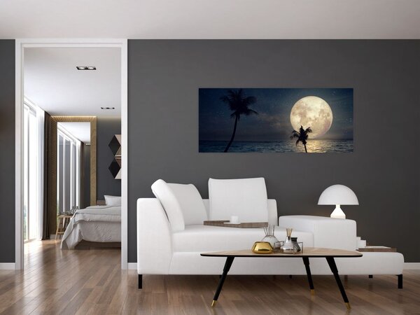 Tablou - Plaja cu lună plină (120x50 cm)