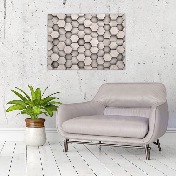 Tablou - Hexagoane design beton (70x50 cm)