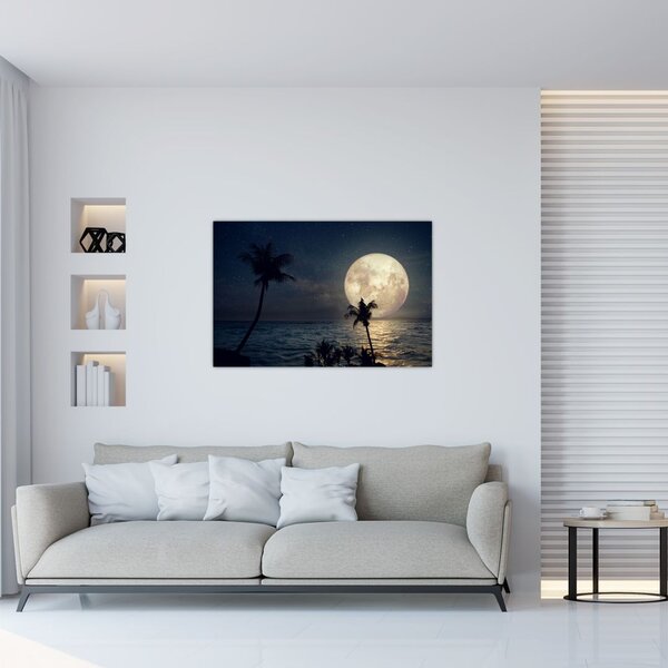 Tablou - Plaja cu lună plină (90x60 cm)