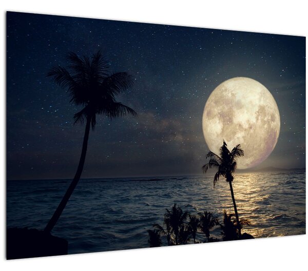 Tablou - Plaja cu lună plină (90x60 cm)