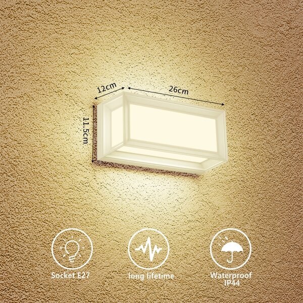 Brilagi - Aplică de perete pentru exterior PARKER 1xE27/60W/230V albă IP44