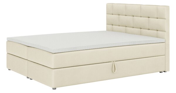 Pat matrimonial Boxspring 140x200 cm Waller (Bej) (cu somieră și saltea). 1007717