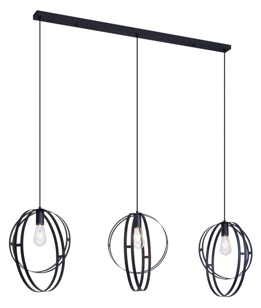 Smart hanglamp zwart langwerpig 3-lichts incl. Wifi G95 - Indu