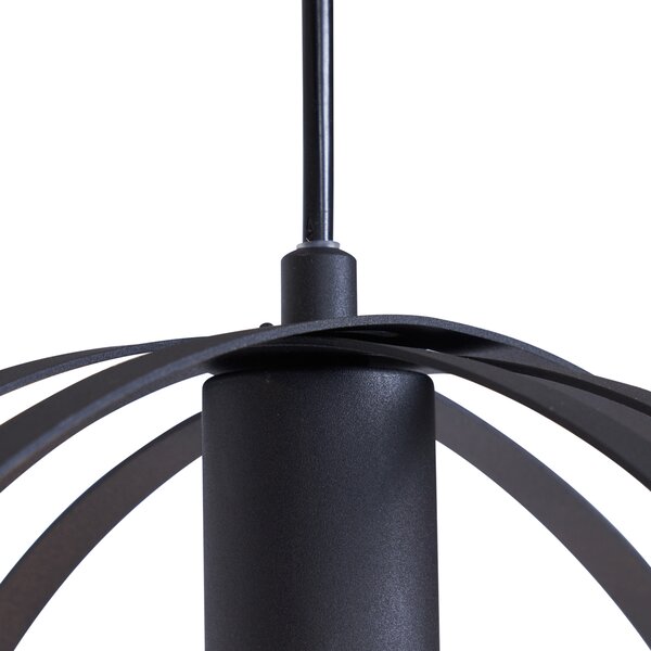 Lampă suspendată de design neagră rotundă cu 3 lumini - Indu