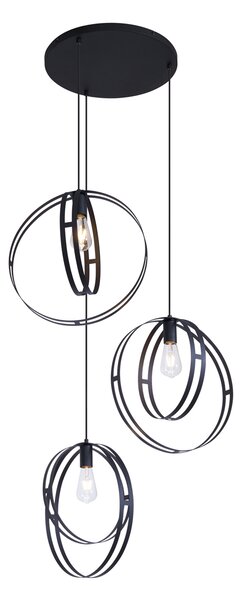 Lampă suspendată de design neagră rotundă cu 3 lumini - Indu