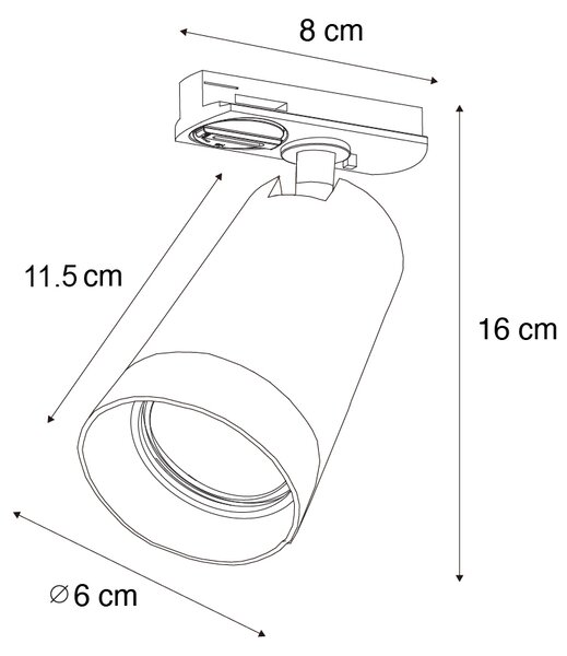 Spotlight modern cu inel fumuriu pentru sistem de șine monofazate GU10 50mm - Iconic Jeana