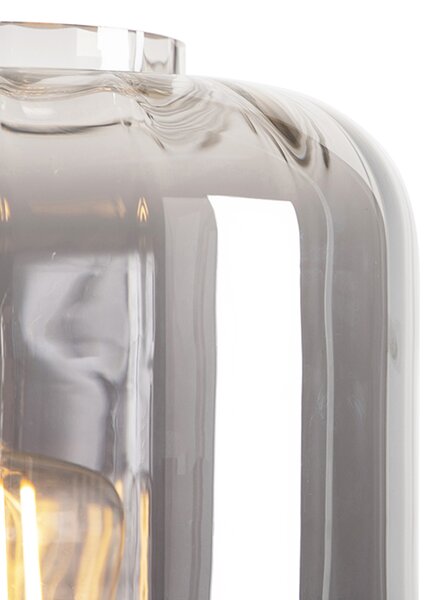 Lampa de podea de design neagră cu sticlă fumurie - Qara