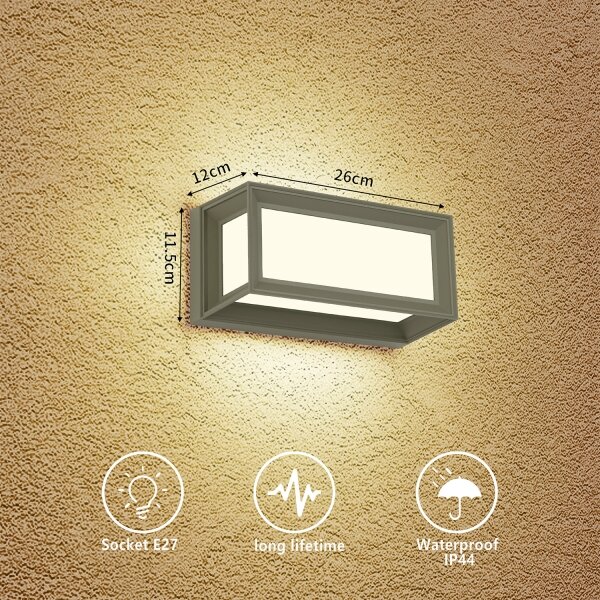 Brilagi - Aplică de perete pentru exterior PARKER 1xE27/60W/230V gri IP44