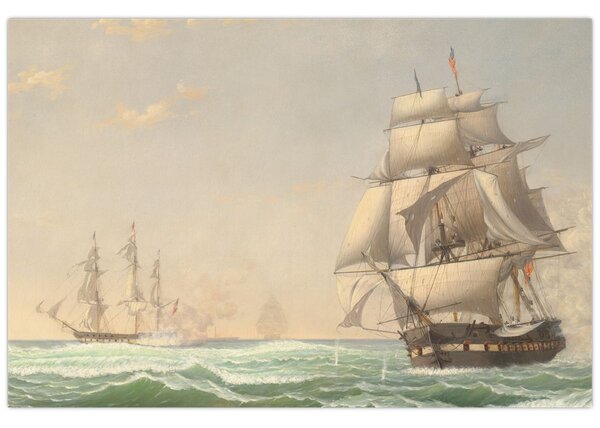 Tablou - Fitz Henry Lane, The United States Frigate President Engaging the British Squadron, reproducere (90x60 cm)