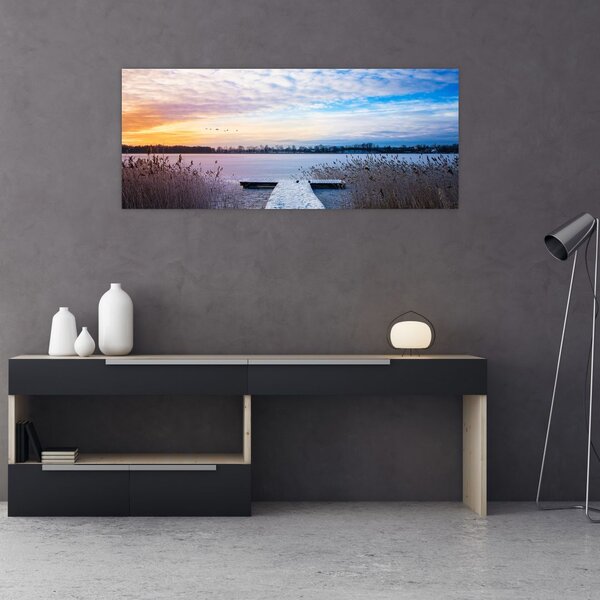 Tablou - Lac înghețat, Ełk, Mazury, Polonia (120x50 cm)