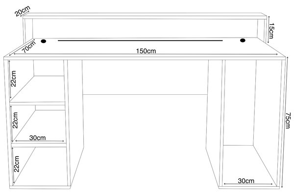 Masă PC gaming Endechor (Alb). 1054993