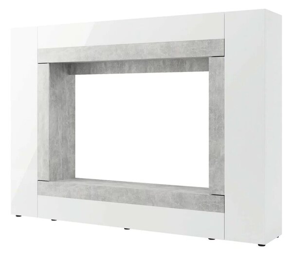 Mobilier living Warsa (Alb + Alb lucios + beton). Promo -14%. 1069342