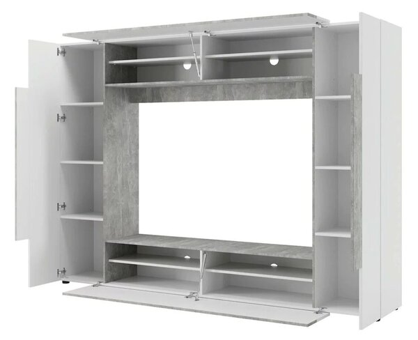 Mobilier living Warsa (Alb + Alb lucios + beton). Promo -14%. 1069342