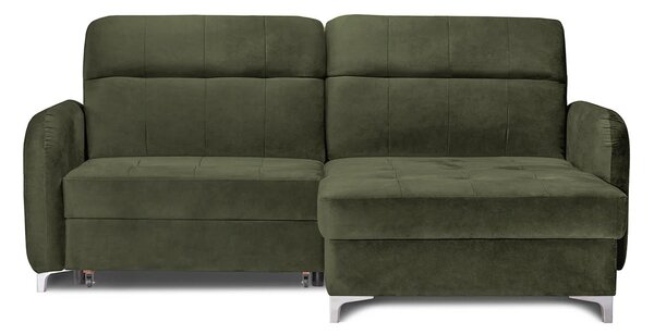 Colțar Extensibil STUDIO, cu lada depozitare, cu tetiere reglabile, 220 x 160 x 105 cm, Verde-Whisper / Stanga