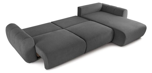 Colțar Extensibil VERSA, cu 2 lăzi depozitare, șezlong interschimbabil, 357x190x87 cm, Dreapta / Gri-Grafit-Loft