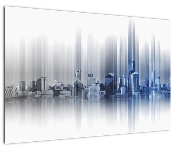Tablou - Panorama orașului, albastru-gri (90x60 cm)