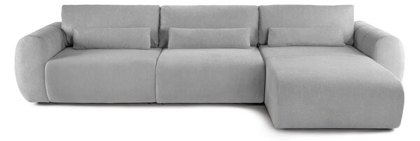 Colțar Extensibil VERSA, cu 2 lăzi depozitare, șezlong interschimbabil, 357x190x87 cm, Dreapta / Gri-Deschis-Loft