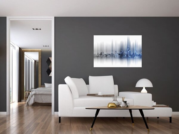 Tablou - Panorama orașului, albastru-gri (90x60 cm)