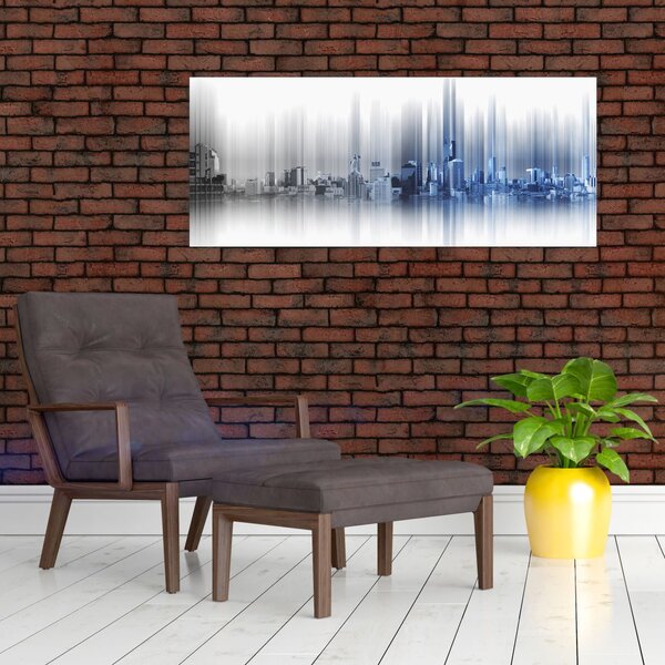 Tablou - Panorama orașului, albastru-gri (120x50 cm)