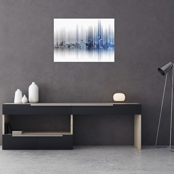 Tablou - Panorama orașului, albastru-gri (70x50 cm)