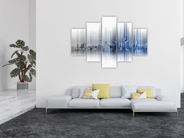 Tablou - Panorama orașului, albastru-gri (150x105 cm)